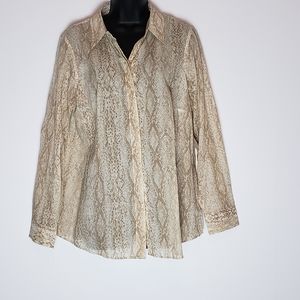 NWT Coldwater Creek Snake Print Button Down Blouse